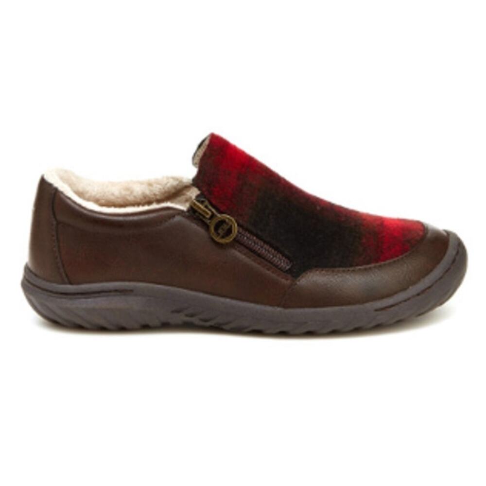 JBU by Jambu Crimson Memory Foam Red Buffalo Plaid Slip on Shoes Size 7.5M